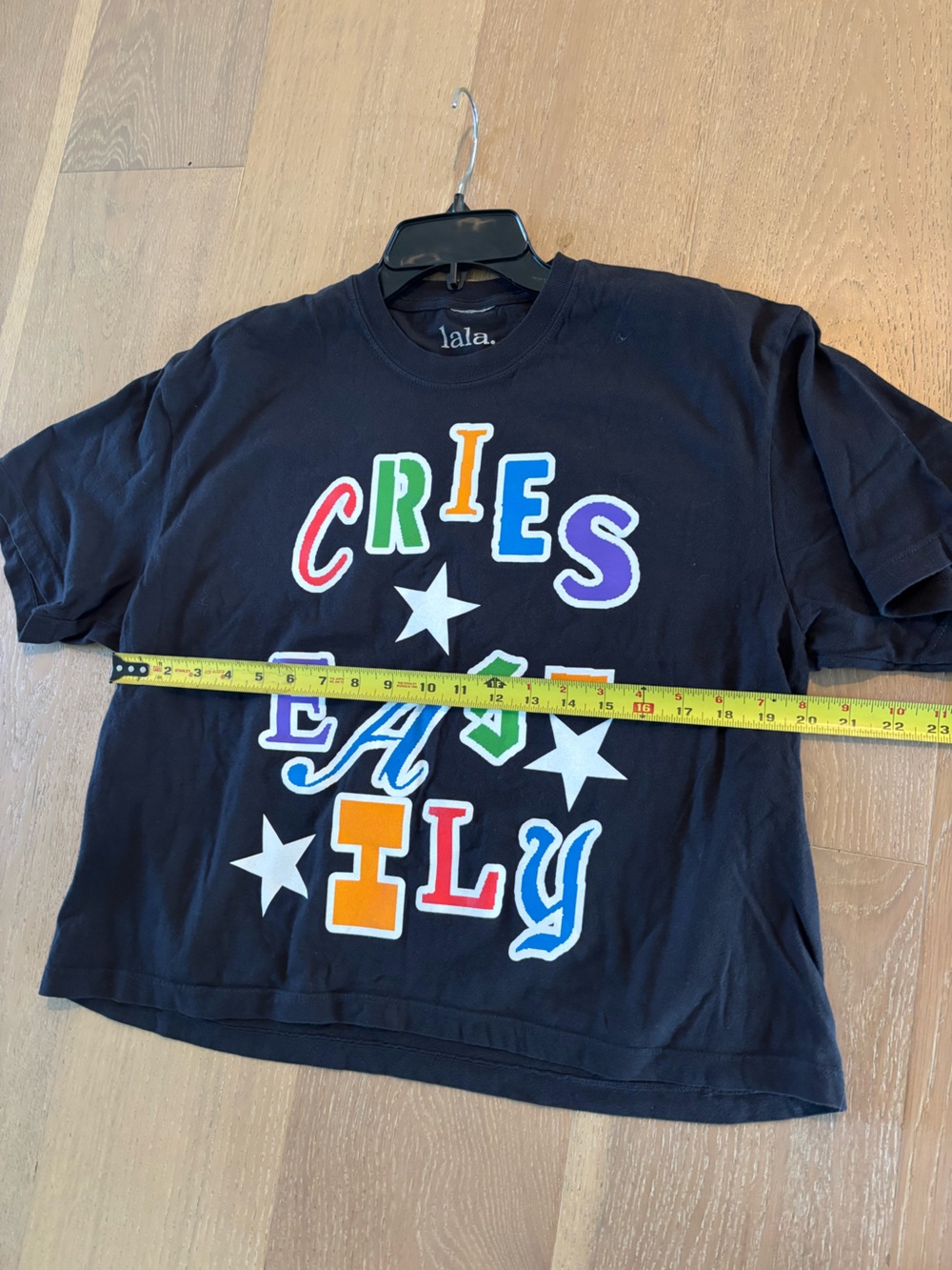 Dressed in LALA Sensitive Queen Boxy Cropped Tee S/M Black Cries Easily Shirt - Picture 6 of 7